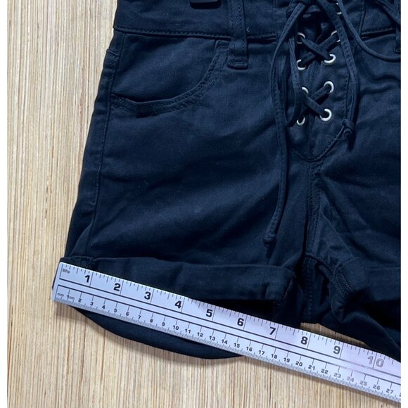 Pacsun - Women's High-Waisted Super Stretch Short Shorts Lace Up - Black - # 23 - Picture 7 of 15